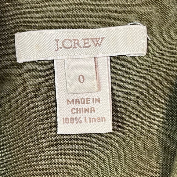 J. Crew Olive Green 100% Linen Women’s Shirt Button Down Size 0 Long Sleeve - Picture 11 of 12
